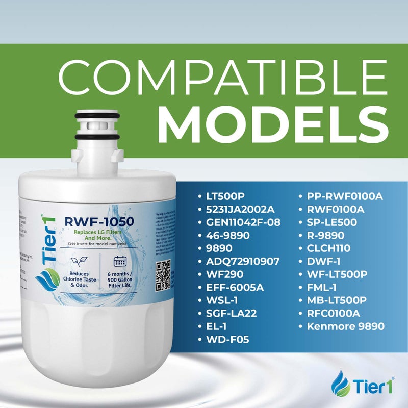 Tier1 RWF1050 5231JA2002A Refrigerator Water Filter | Replacement for LG LT500P & Kenmore 9890 Fridge Filter - Up to 18 Months Supply | Easy Install | Odor Control | Enjoy Great Tasting Water (3-pk) - Image 3